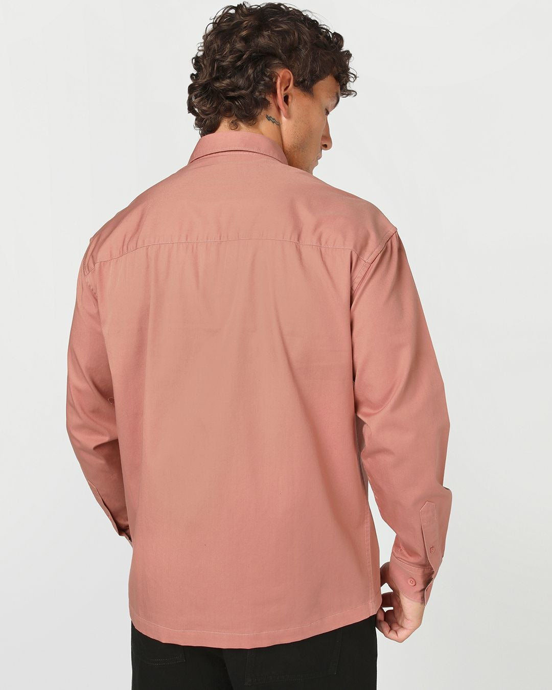 Qixton Men's Dusty Peach Utility Casual Cotton Shirt – Premium Full Sleeve Relaxed Fit Shirt